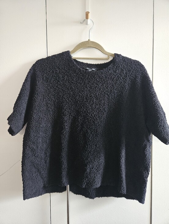 Eileen Fisher Tops - Eileen Fisher Black Boucle Textured Knit Boxy Top Size S